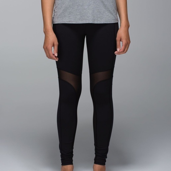 LULULEMON Breath Easy Black Mesh Inset Pants Leggings Sz 4 - Picture 1 of 15